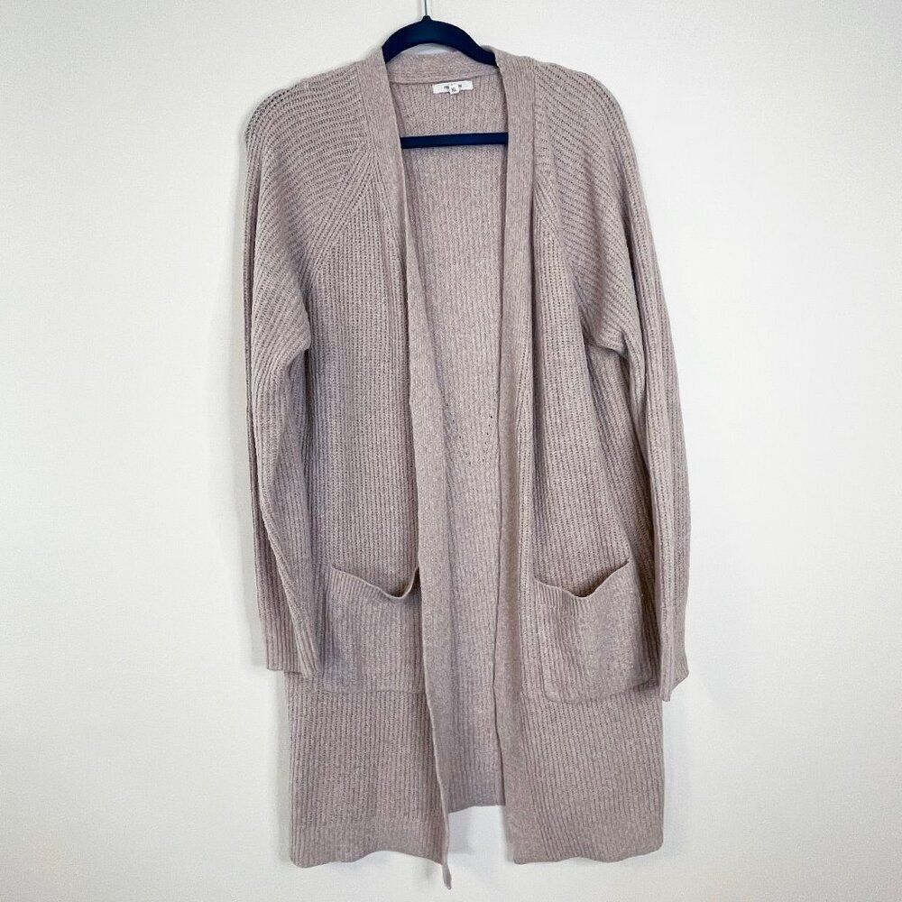 Cozy Taupe Open Front Longline Cardigan with Pockets Maurices XL Minimalist